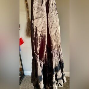 Elegant Black Satin and Lace Robe